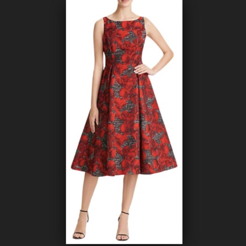 Adrianna Papell Tea-Length Jacquard Dress NWOT 6